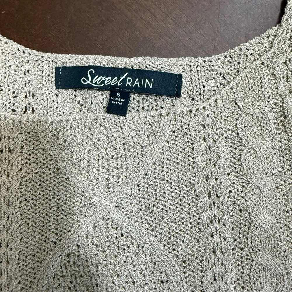 Cable Knit Sweater Tank Top Crop Beige‎ Natural Size Small
